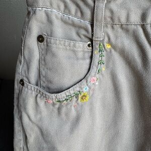 22inch waist Tan flower Embroidered Shorts